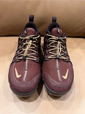Nike Burgundy and Gold Vapormax Sneakers